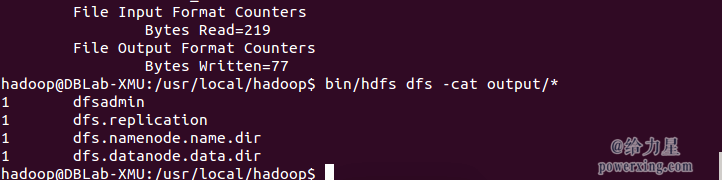 Hadoop伪分布式运行grep结果
